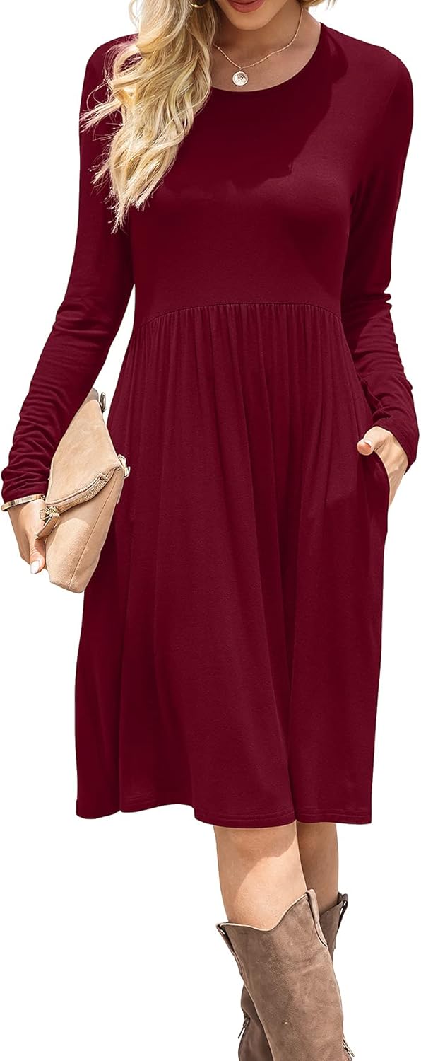 DB MOON Women Casual Long Sleeve Dresses with Pockets for All