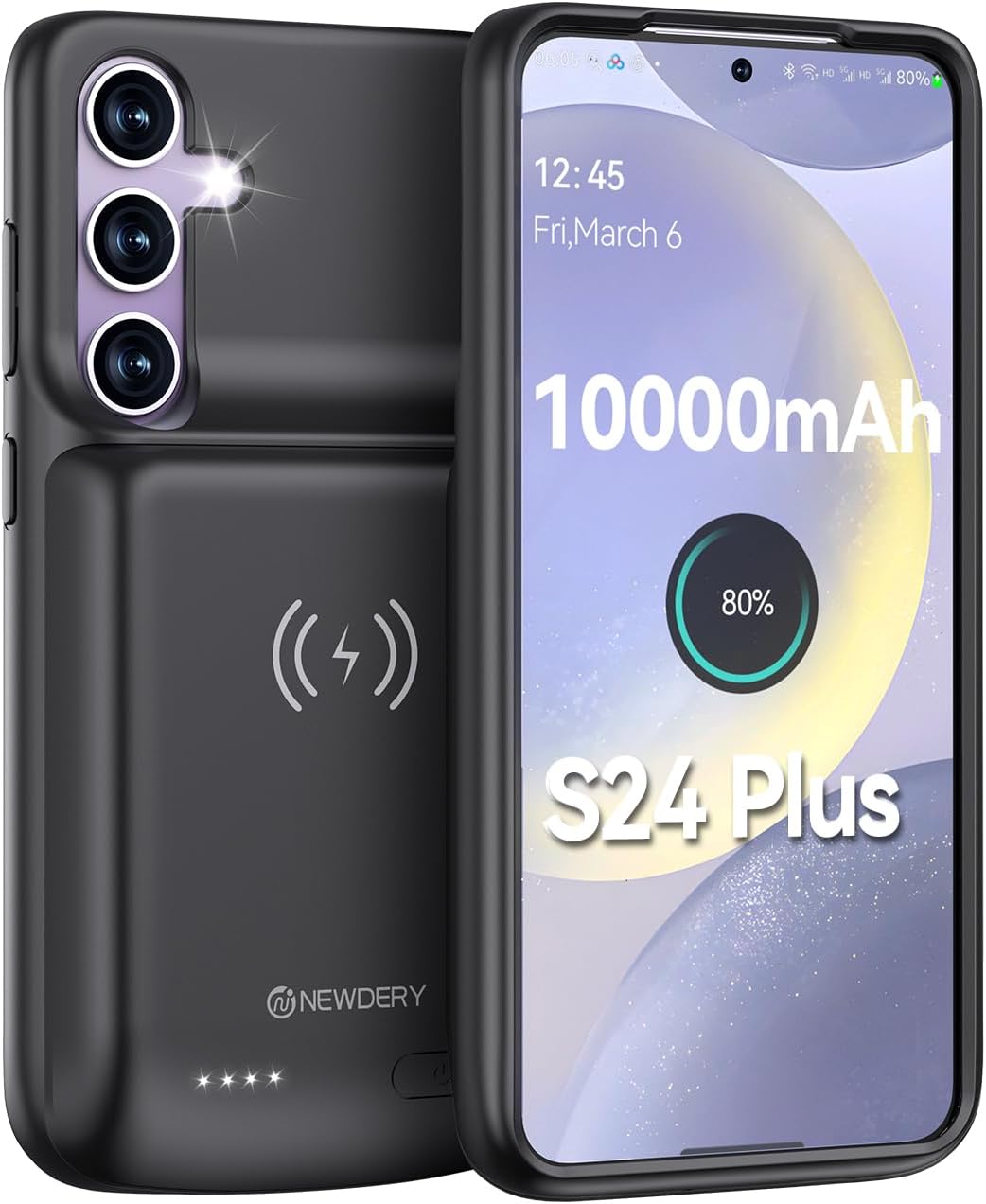 NEWDERY Battery Case for Samsung S24 Plus - 10000mAh Power