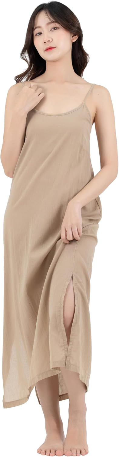 Long Cotton Full Slip Dress Lingerie Nightwear for Comfort