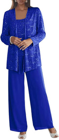 3 Pieces Chiffon Mother of The Bride Pant Suits (Style SXDH)