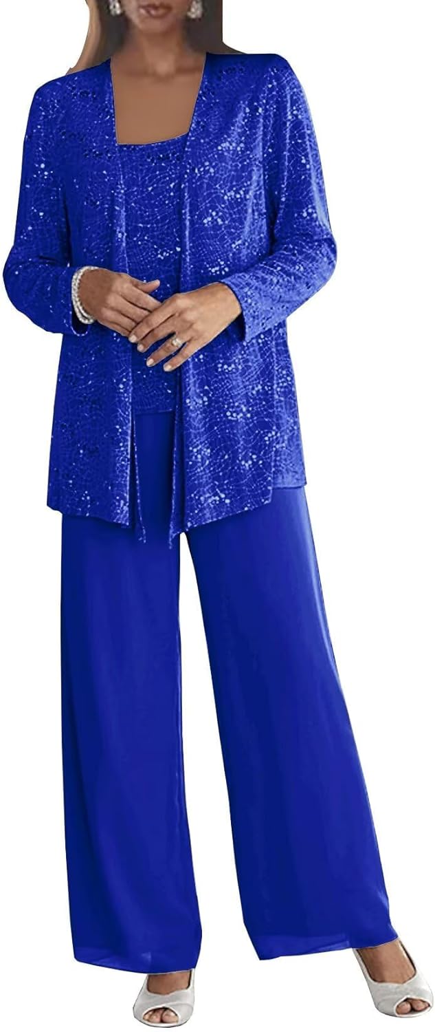 Chiffon Mother of The Bride Pant Suits for Elegant Weddings