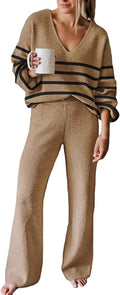 Viottiset Women's 2 Piece Knit Sweater Ensemble for Relaxed Days