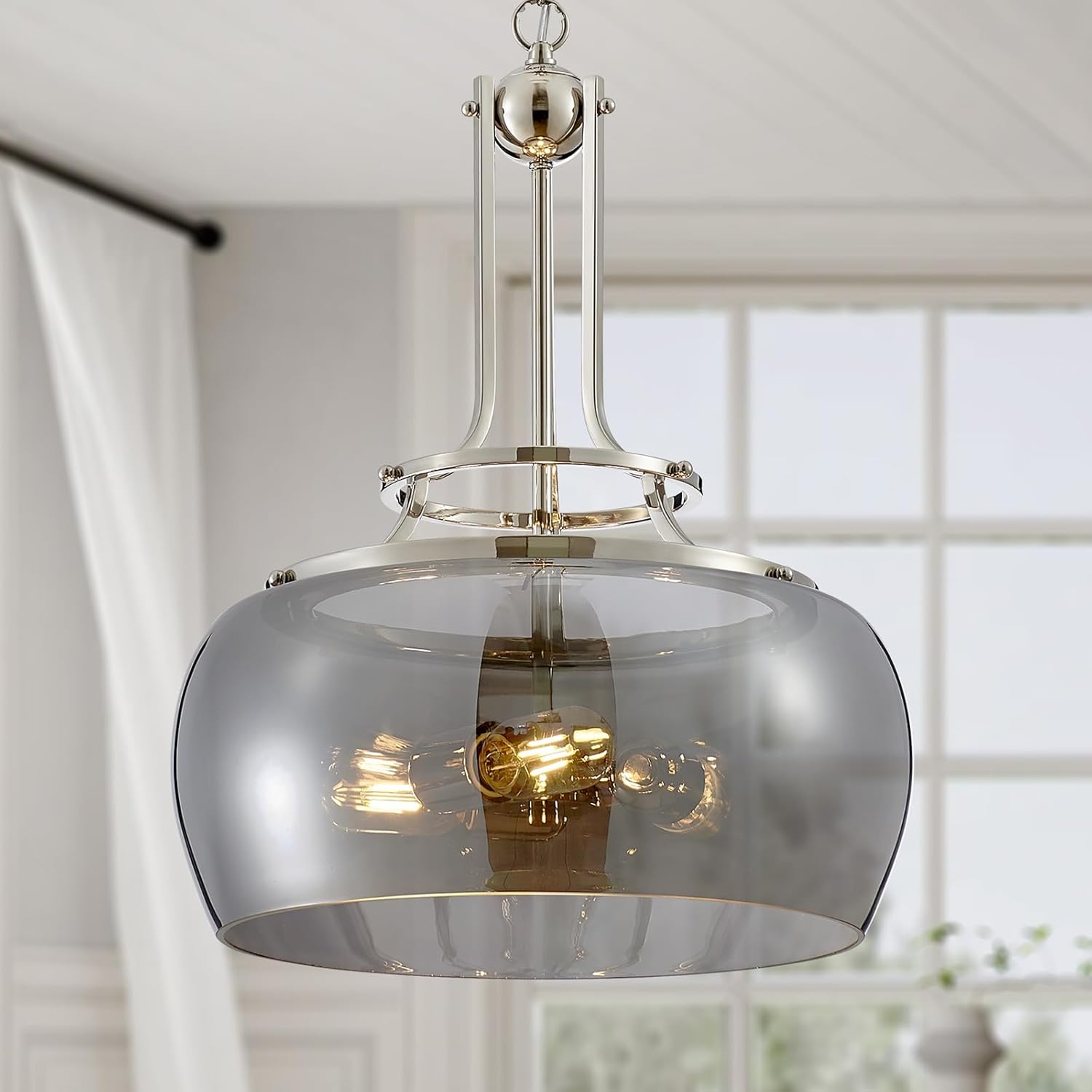 WUZUPS Nickel Chandelier for Rustic Farmhouse Style Lighting