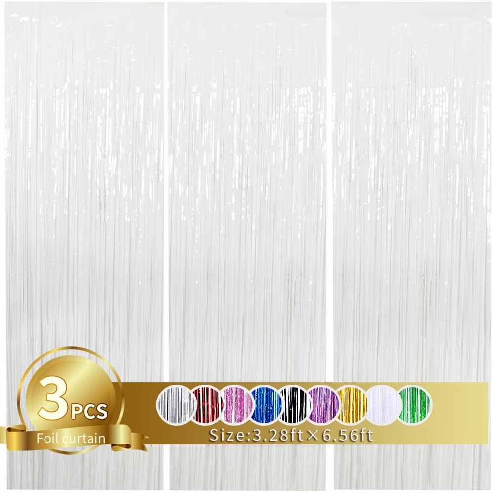 TONIFUL White Foil Party Streamers Set