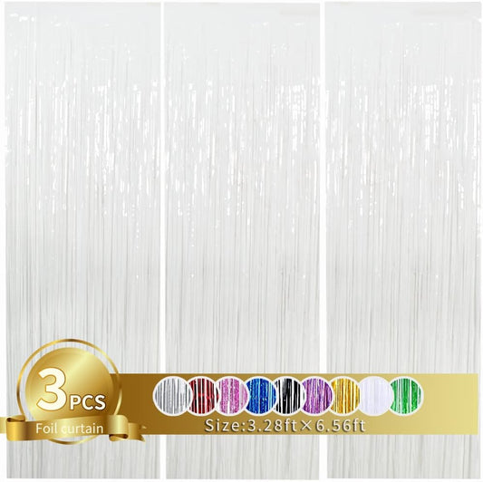 TONIFUL White Foil Party Streamers Set
