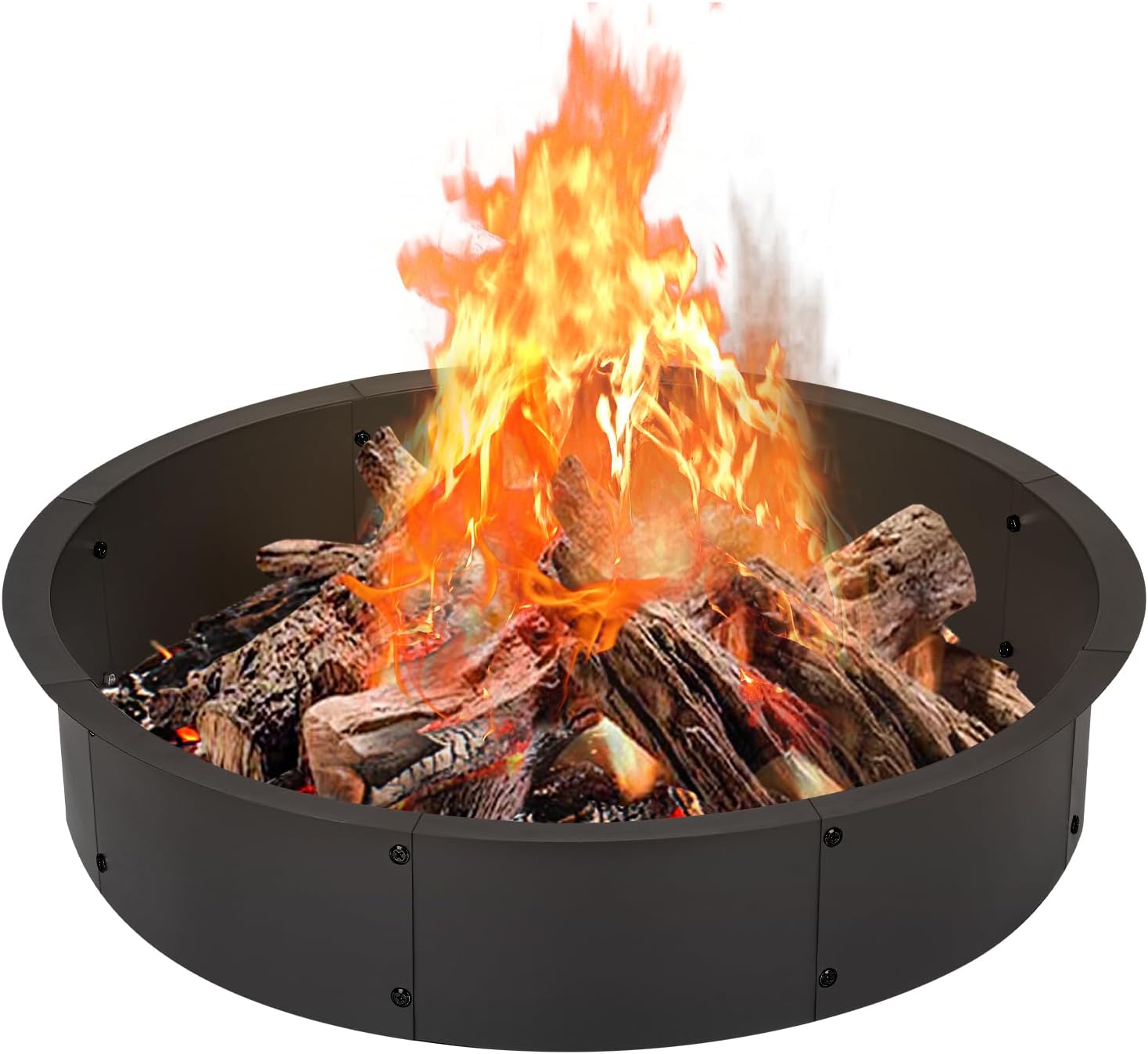 OUSHENG 36 Inch Round Fire Pit Ring Insert for Outdoor Use
