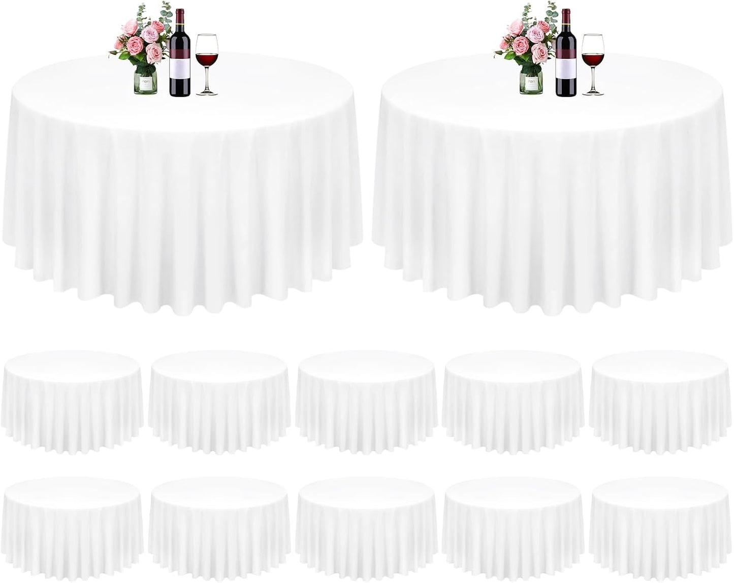 12 Pack White Round Tablecloths for Elegant Events and Dining