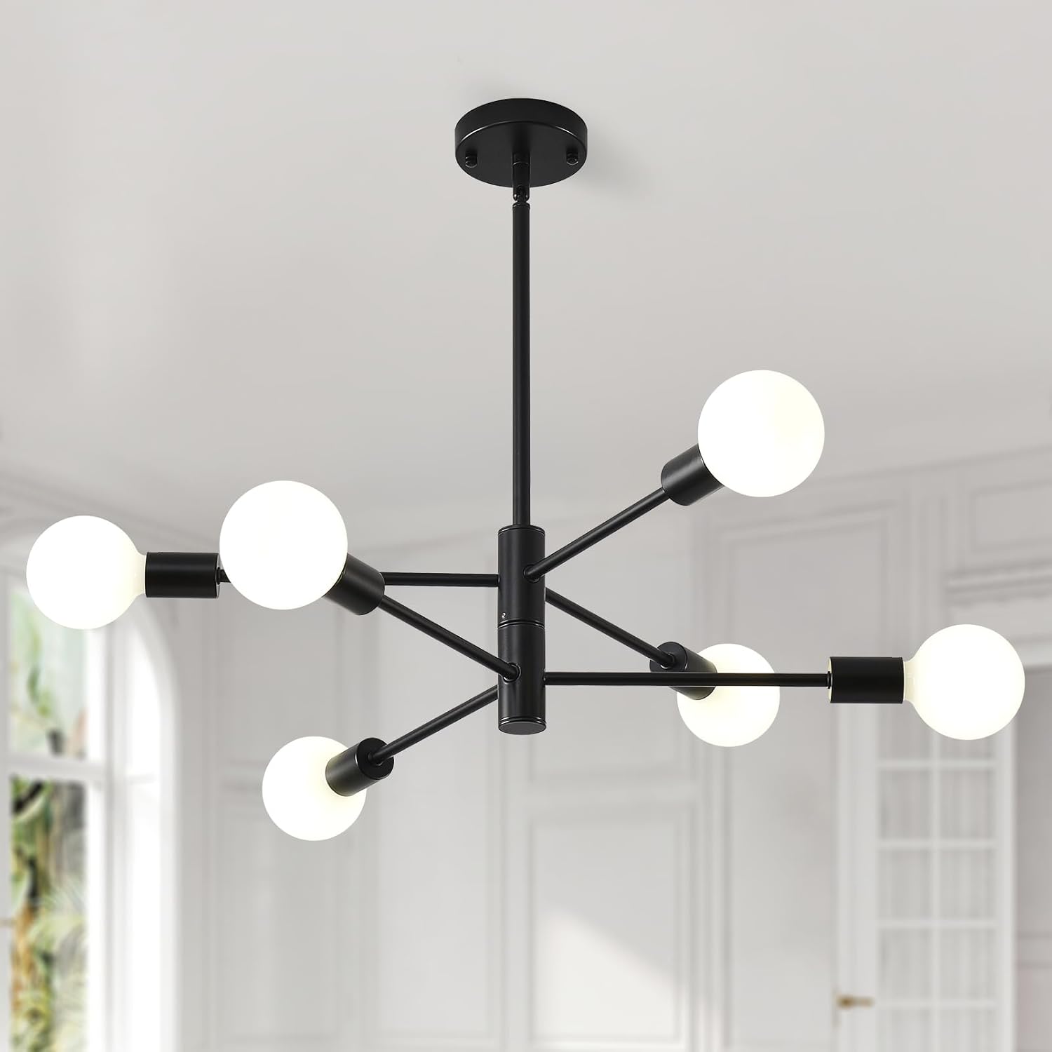 Modern Black Sputnik Ceiling Light Fixture for Dining Room