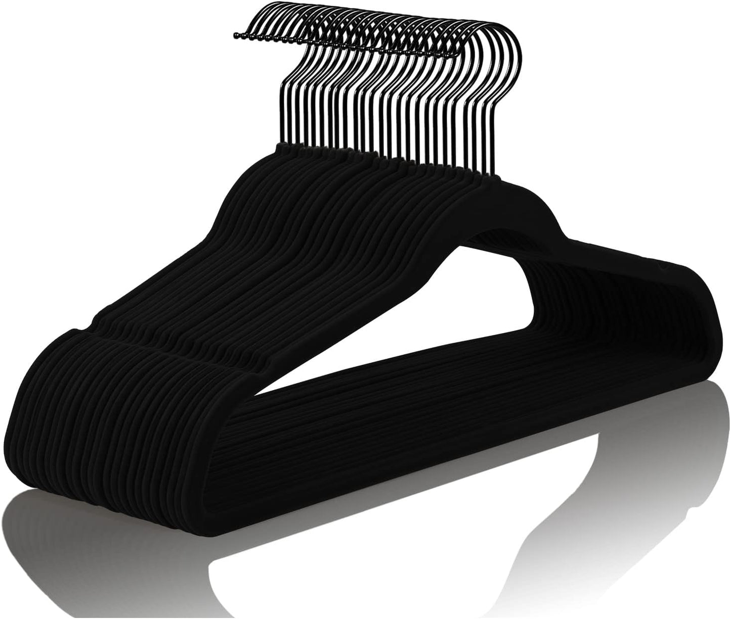 MIZGI Premium All Black Velvet Hangers for Space Saving Needs