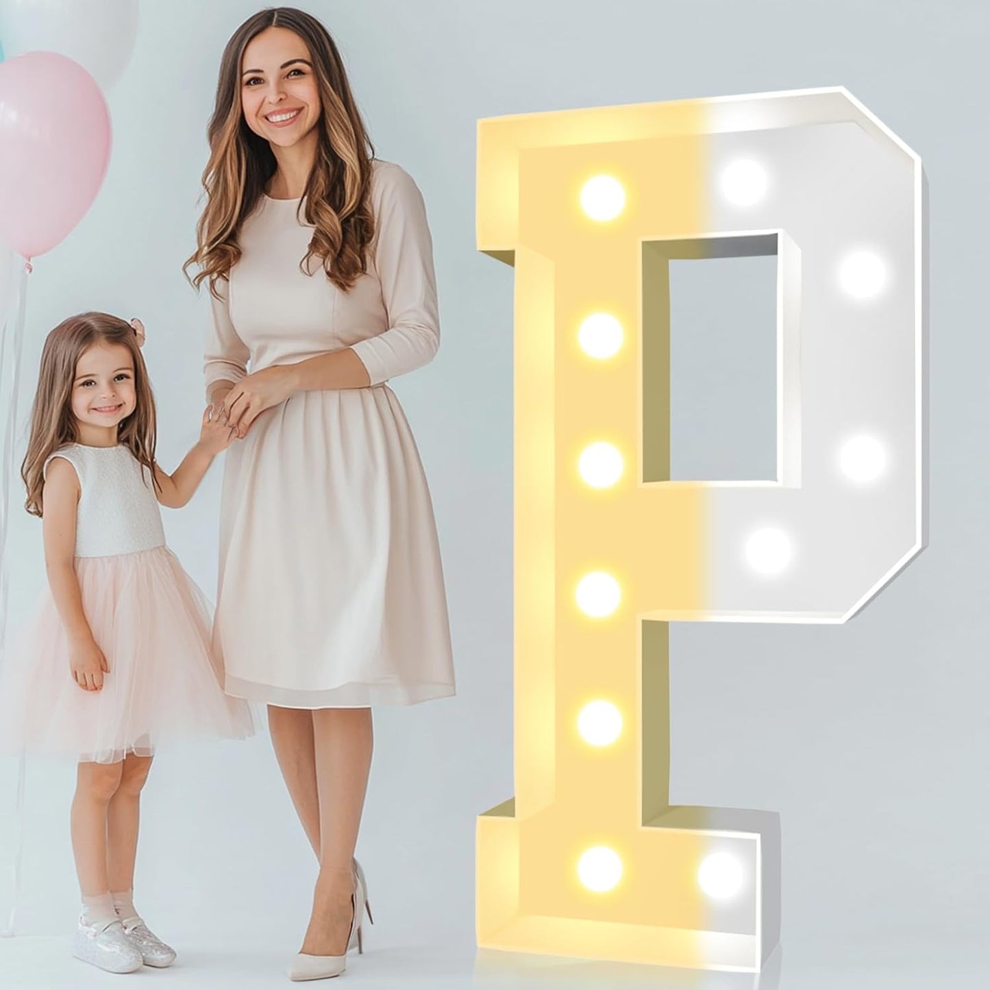 Pooqla 4 FT Light Up Marquee Letter P for Party Decorations