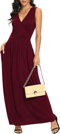 LILBETTER Women Sleeveless Deep V Neck Rayon Maxi Dress - Flattering