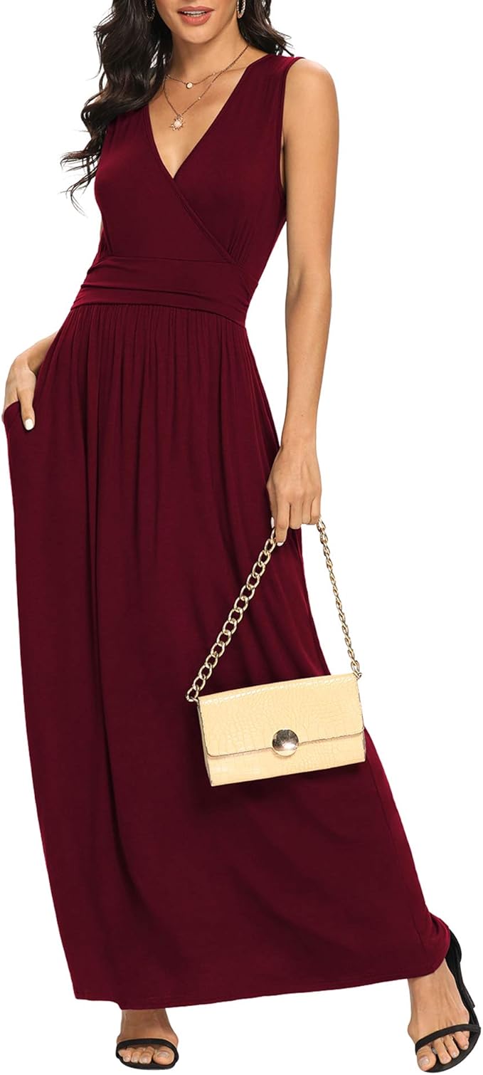 LILBETTER Women Sleeveless Deep V Neck Maxi Casual Dress Review