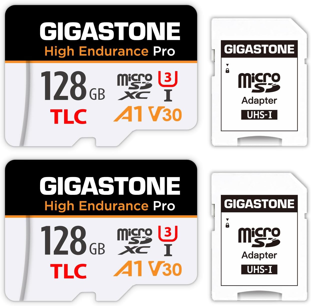 GIGASTONE 128GB Micro SD Card 2-Pack for Dash Cams and More