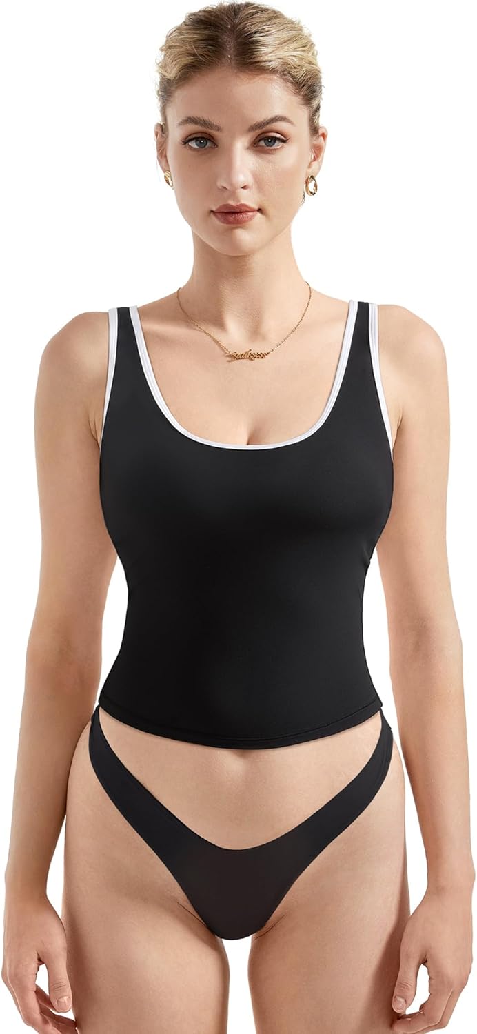 Scoop Neck Tank Top for Women - Summer Sleeveless Basic Style