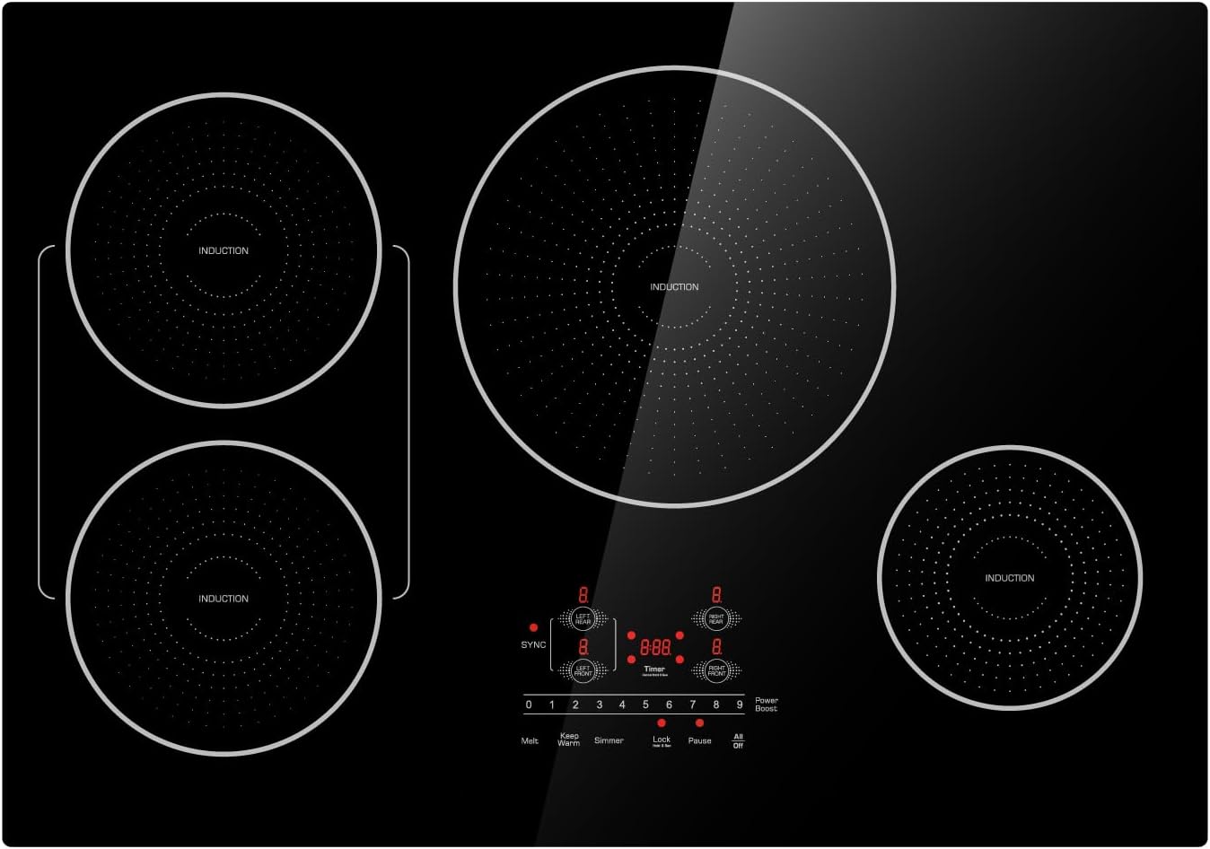 30 Inch Induction Cooktop with 4 Burners and Bridge Functionality