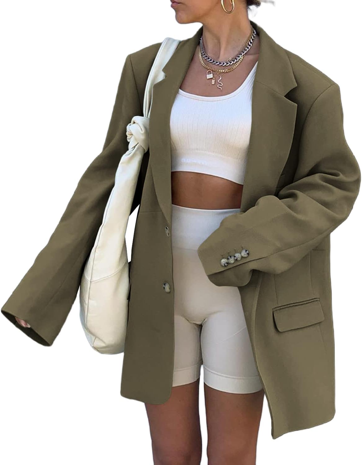 Grlasen Women Casual Elegant Long Sleeve Oversized Blazer