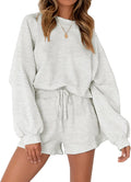 Womens 2025 Fall Oversized Batwing Sleeve Lounge Set - Cozy 2-Piece