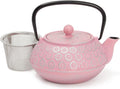 Juvale Pink Cast Iron Tea Kettle with Stainless Steel Infuser