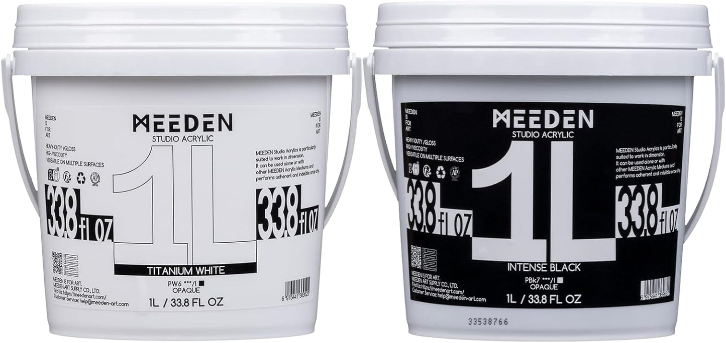 MEEDEN Black and White Acrylic Paint for Vivid Art Creations