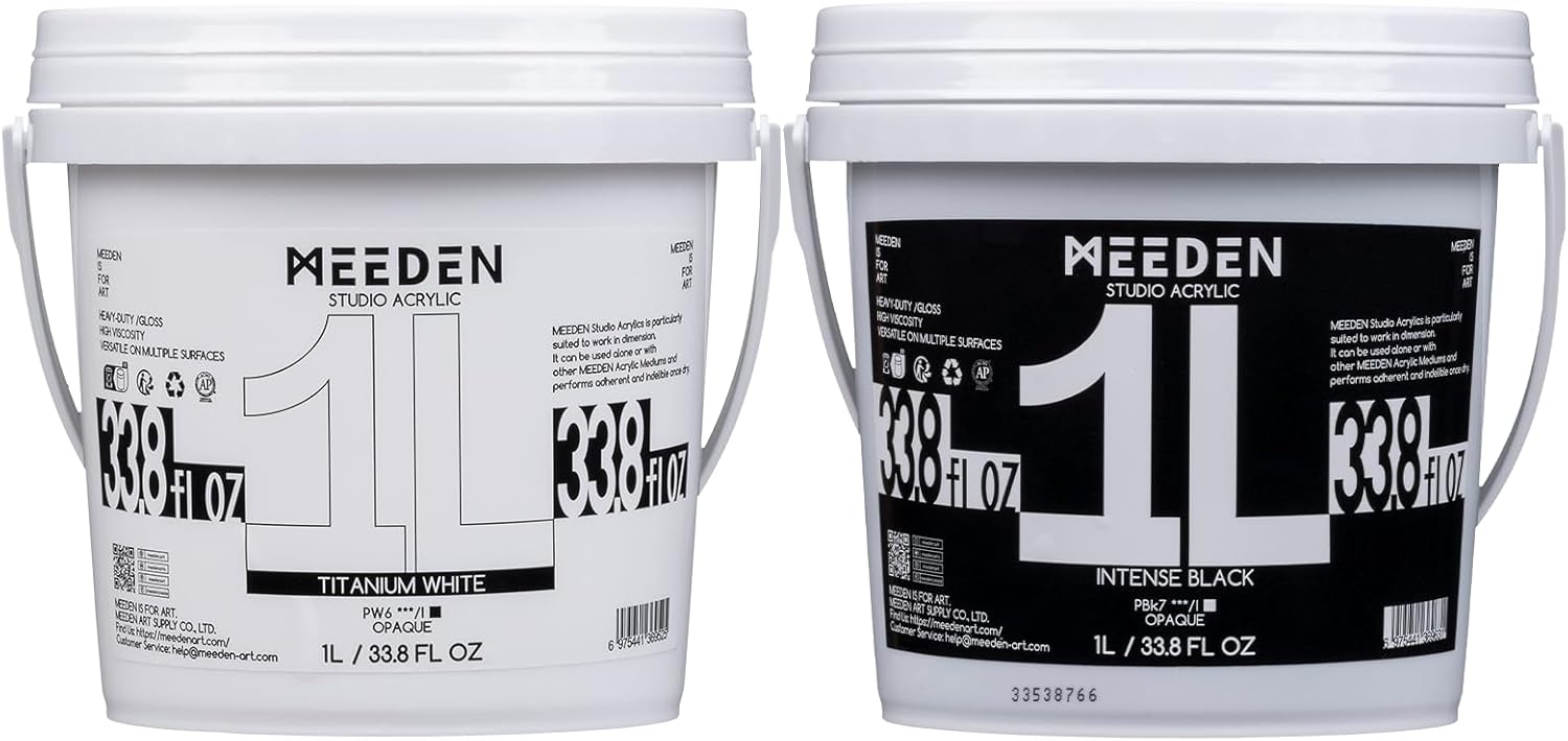 MEEDEN Black and White Acrylic Paint for Vivid Art Creations