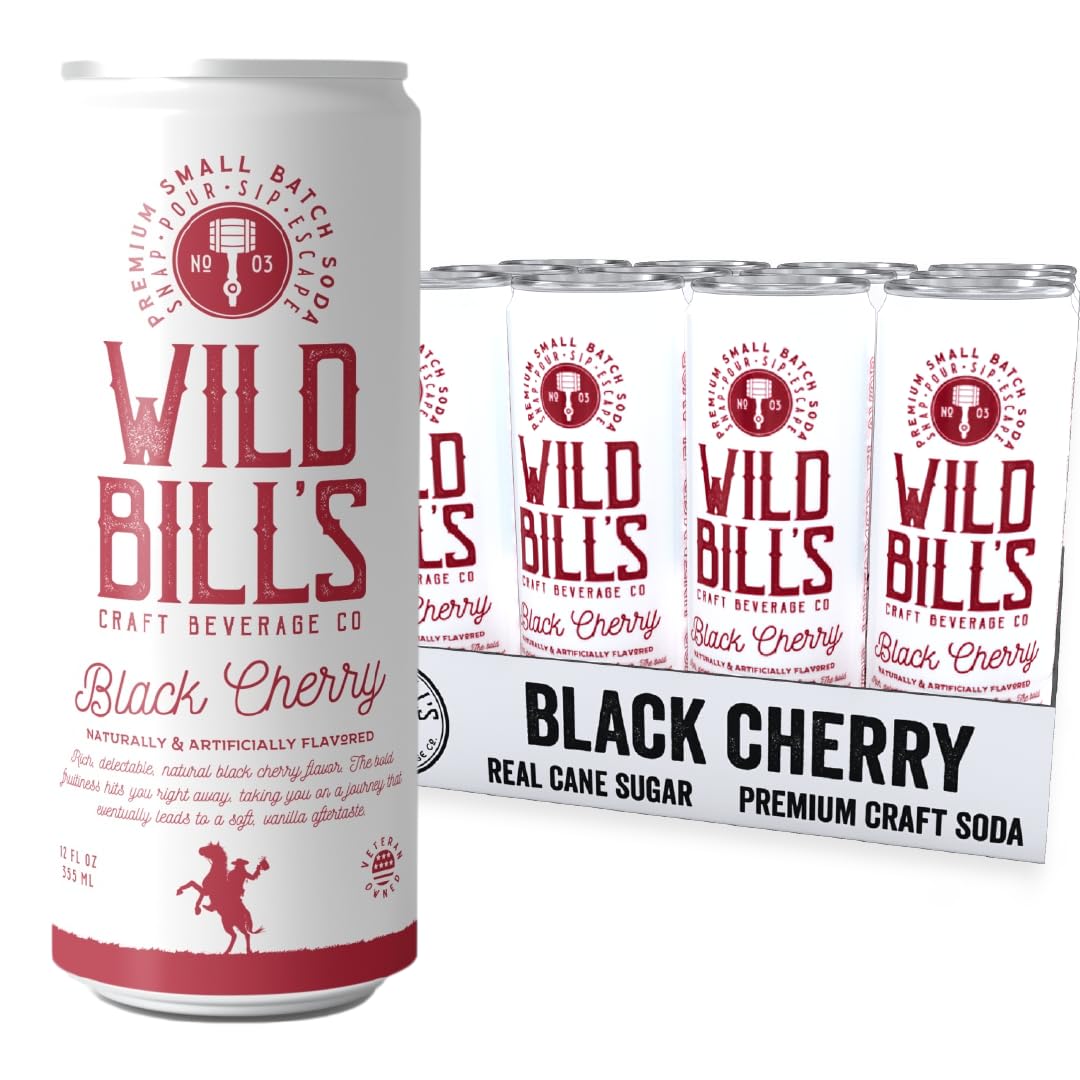 Wild Bill's Black Cherry Soda Classic Craft Soda Pop 12 Pack