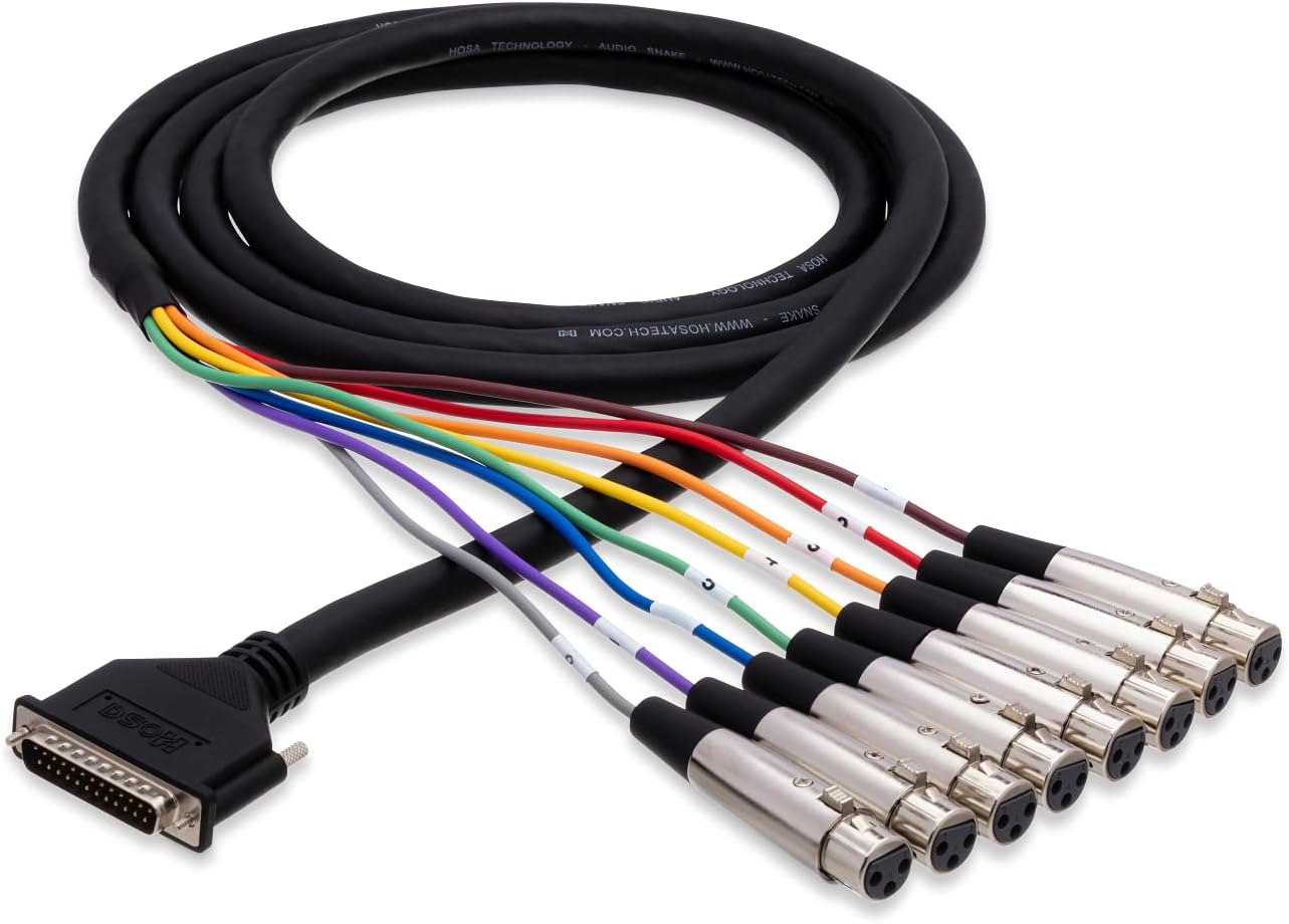 Hosa DTF805 Balanced Snake XLR3F to DB25 - 3 Feet Long Cable