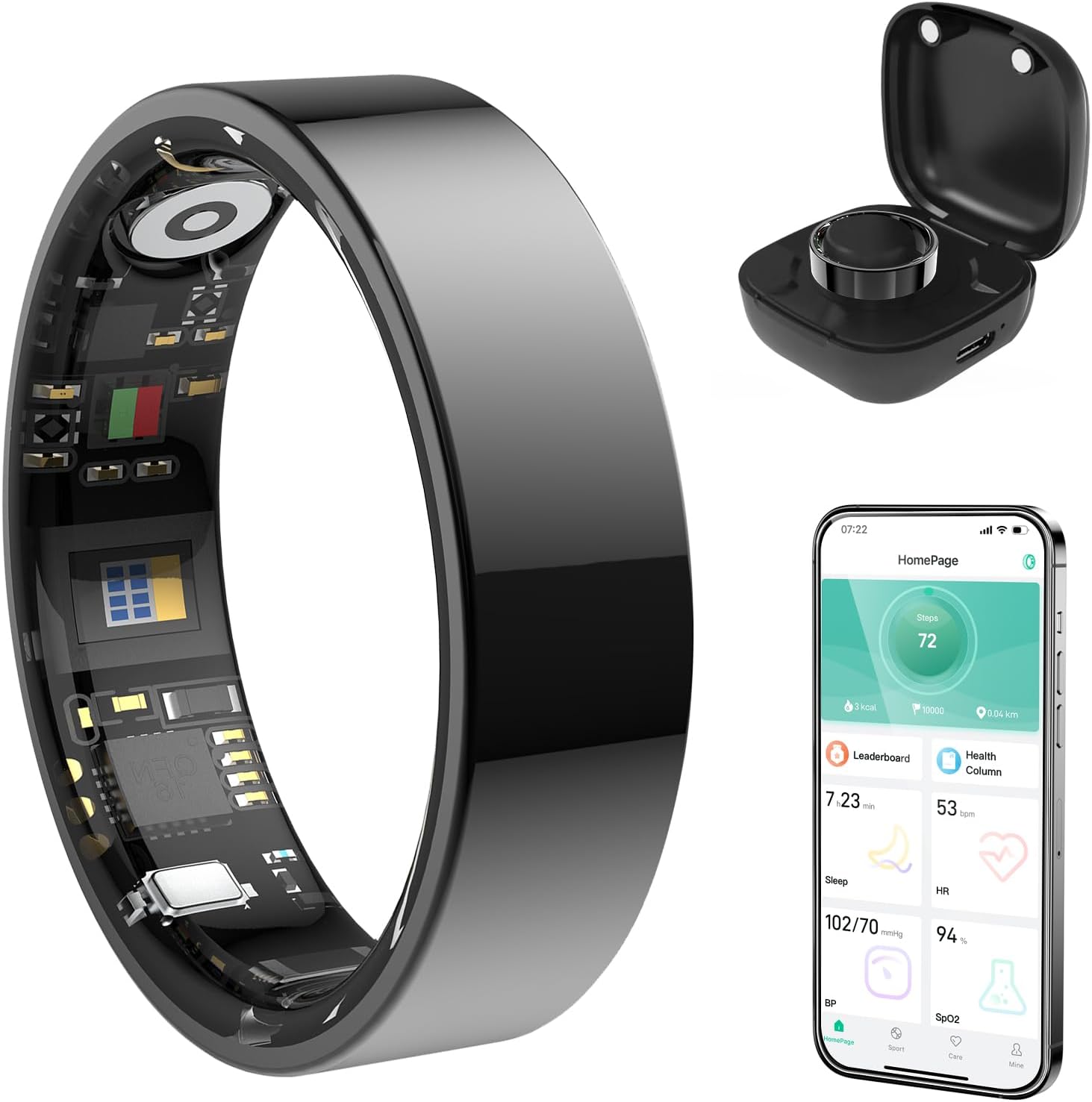 Smart Health Ring with Bluetooth, IP68 Waterproof, Elevate Your Wellness!