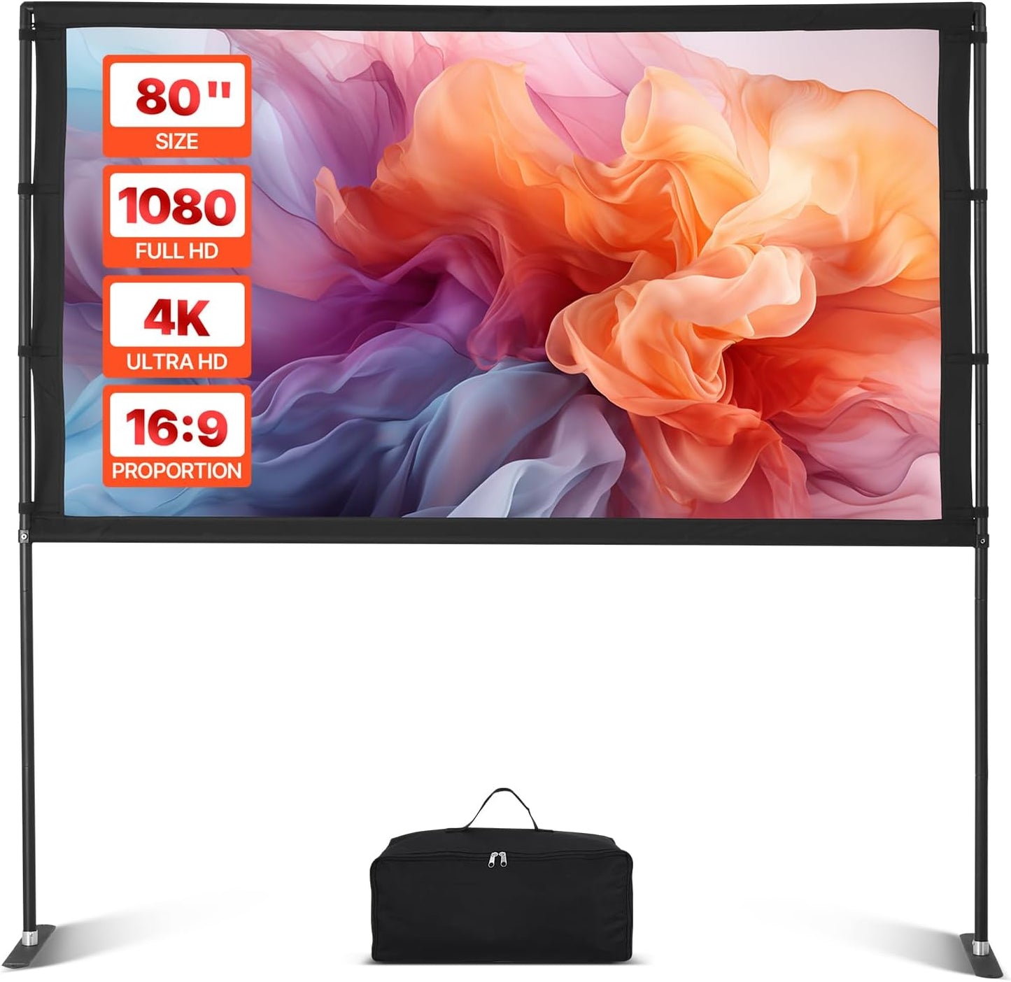 VEVOR 80 Inch Projector Screen with Stand for Outdoor Movies