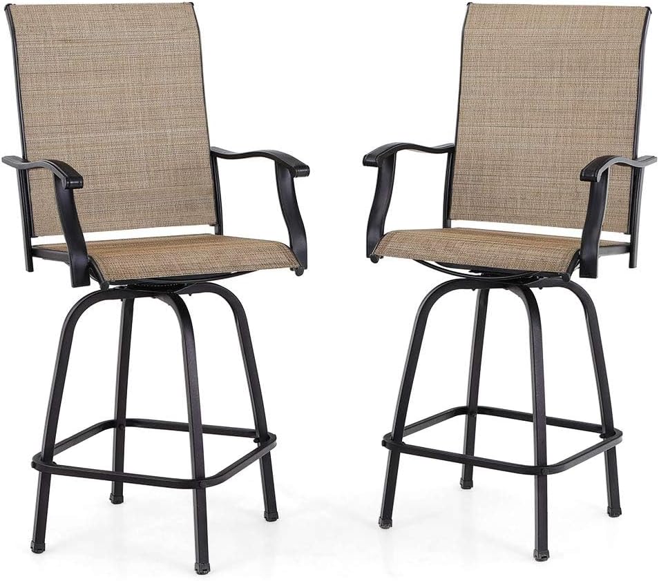 PHI VILLA Outdoor Swivel Bar Stools Set of 2 for Patio Use