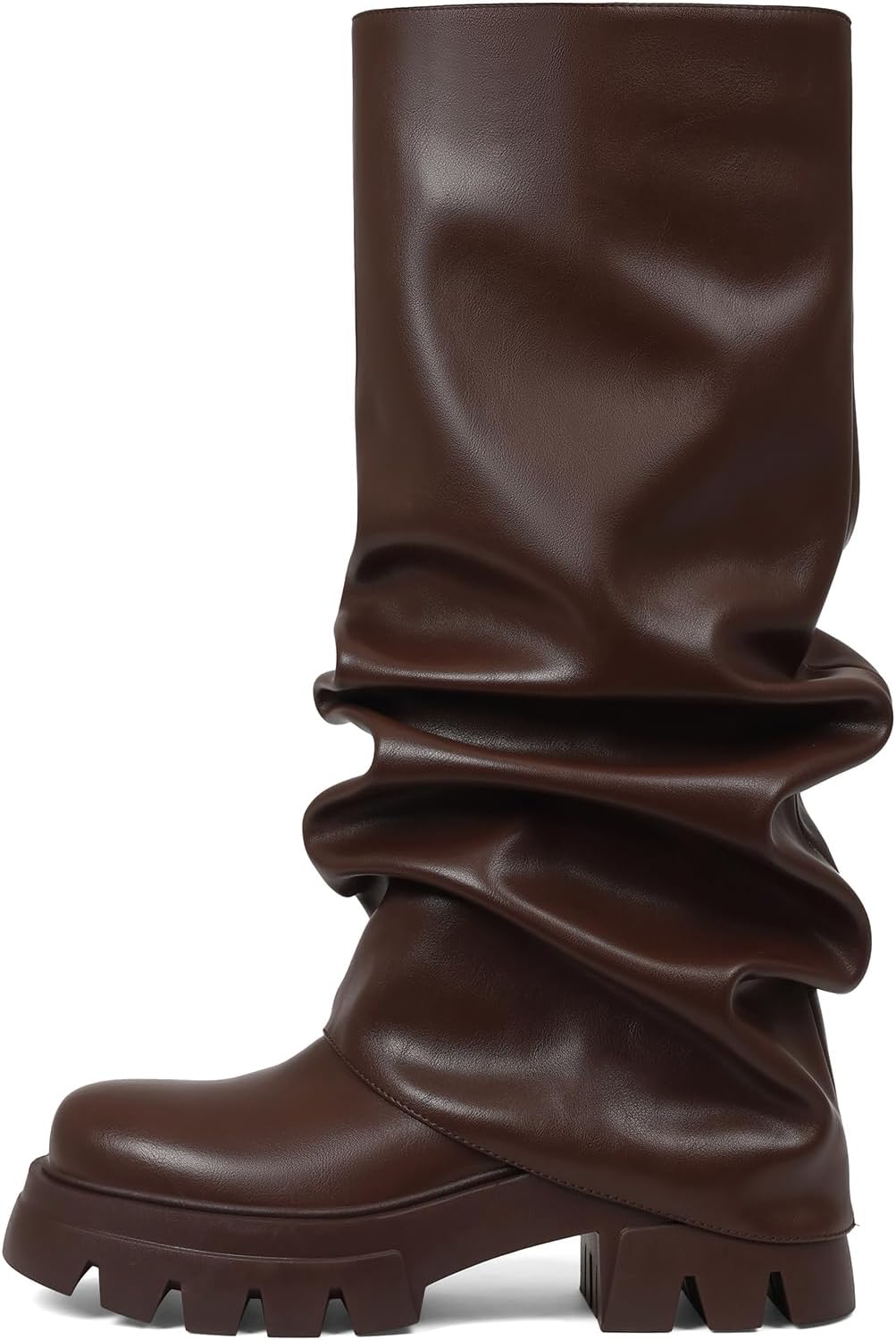 VOMIRA Women's Fold Over Slouchy Platform Boots for Style