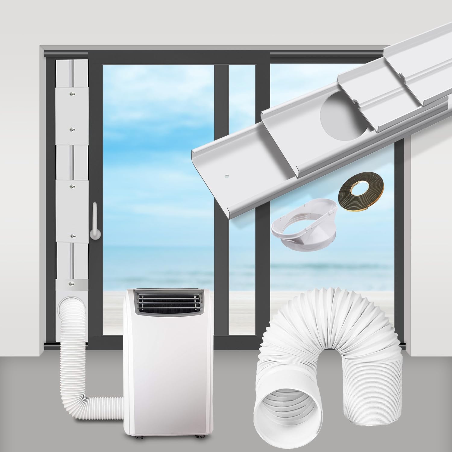 Max 228cm Sliding Door AC Kit for 5.1Inch Exhaust Hose by gulrear