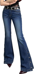 Women Bell Bottom Jeans Stretchy Flare Vintage Denim Pants