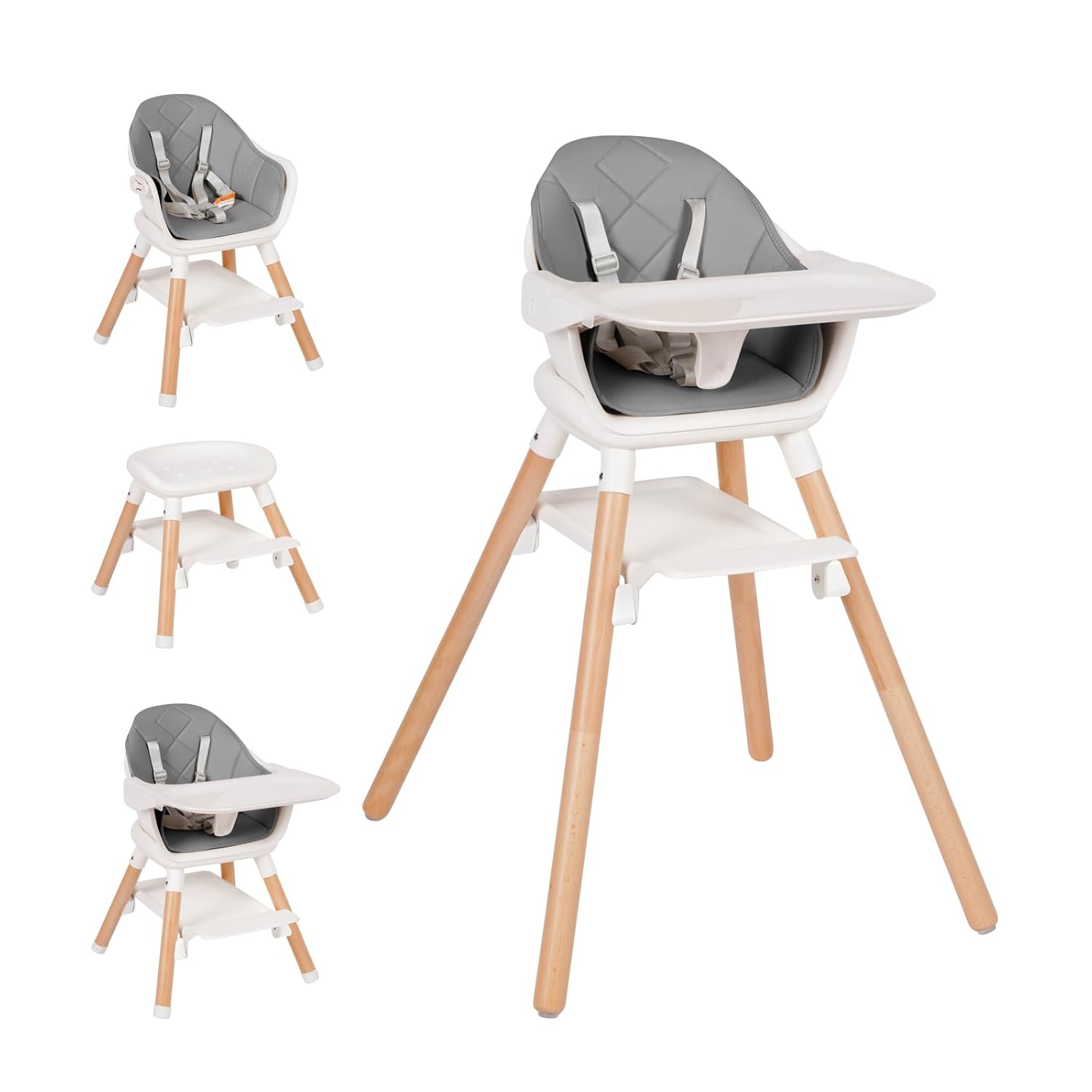 6 in 1 Wooden Convertible Baby High Chair for Toddlers