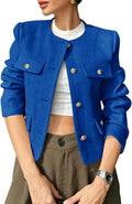 Cropped Tweed Blazer Jacket for Women - Stylish Business Casual