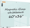 Magnetic Glass Whiteboard 60x36 in Frameless Dry Erase Board - Clear