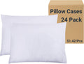 White Pillow Cases Bulk 24 Pack - Standard Soft Brushed Microfiber
