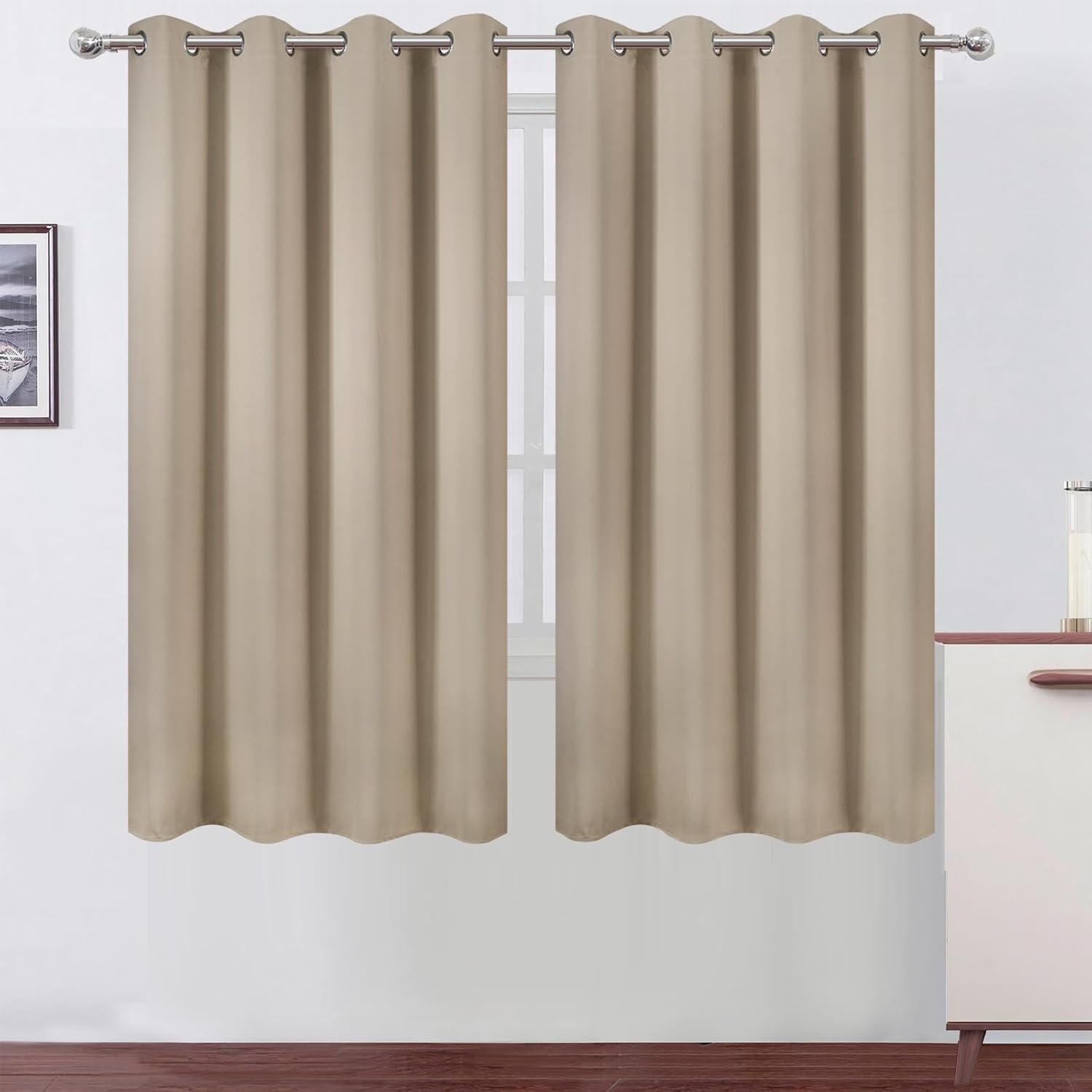 LEMOMO Khaki Blackout Curtains for Bedroom - Thermal Insulated