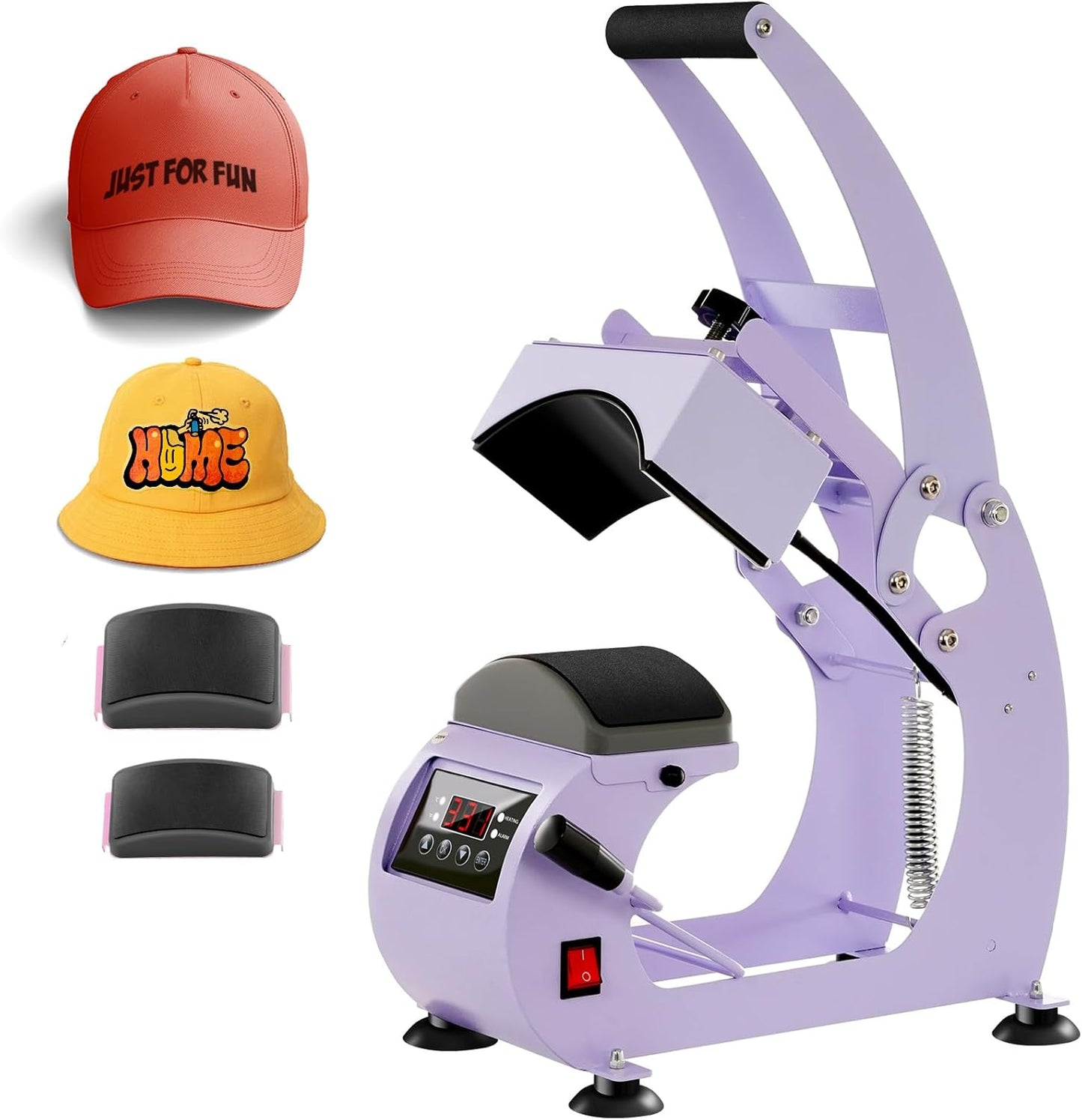 Hat Press Heat Machine for Caps with LCD Control and Platens