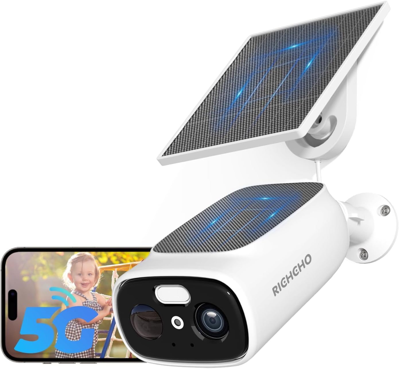 2.4G/5G WiFi Cameras for Home Security with Solar Panels