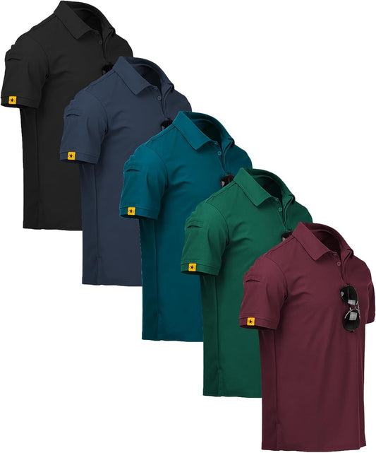 SCODI 5 Pack Mens Polo Shirts for Casual and Athletic Wear