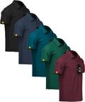 Men's Polo Shirts 5 Pack - Breathable Athletic Golf Polos