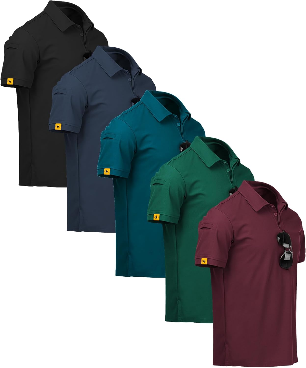 SCODI 5 Pack Mens Polo Shirts for Casual and Athletic Wear