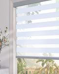 Persilux Blackout Cordless Zebra Blinds 34in x 72in Light Grey - Easy