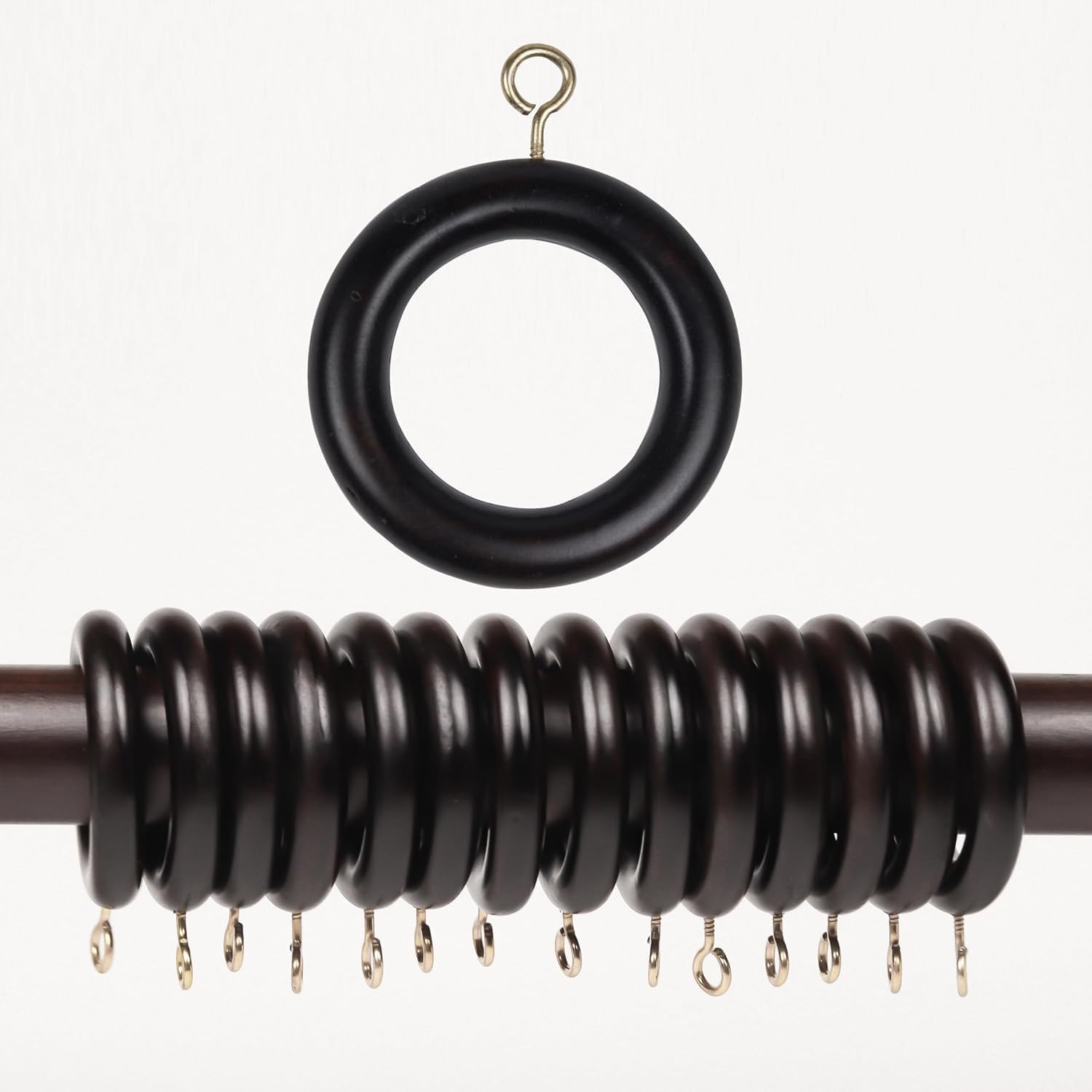 Premium Beech Wood Curtain Rings Set - 12 pcs