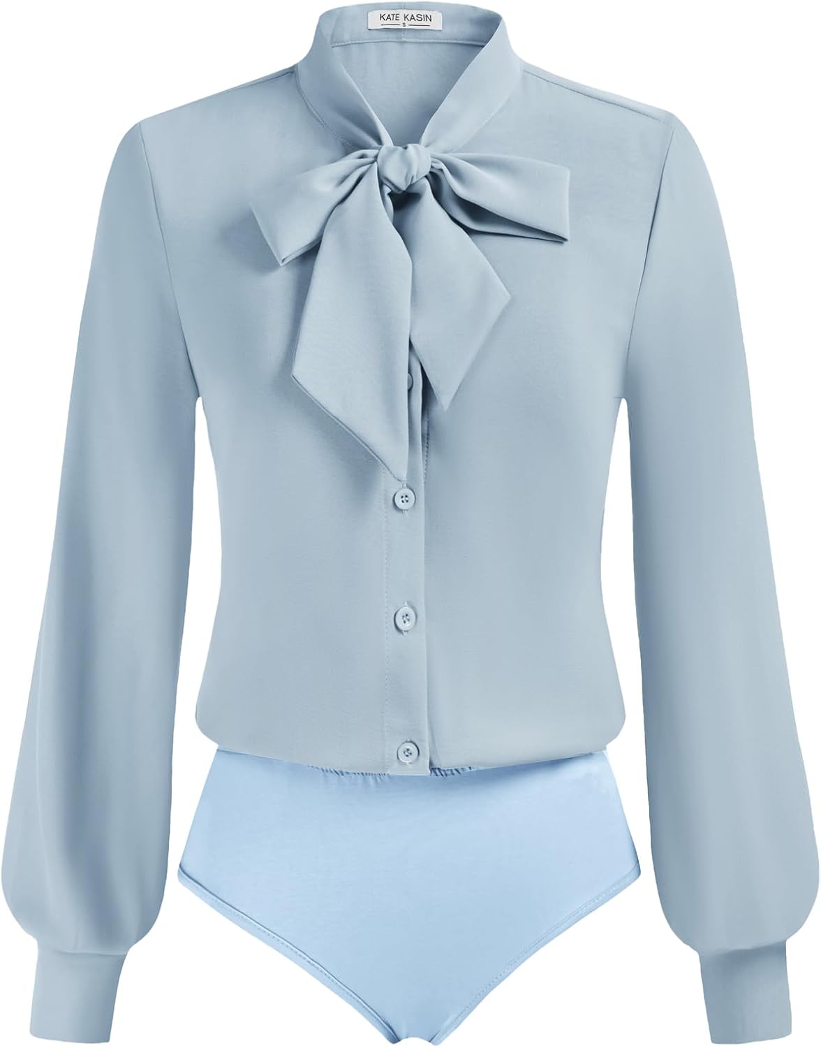 Kate Kasin Women Bow Tie Neck Blouse for Office and Casual Wear