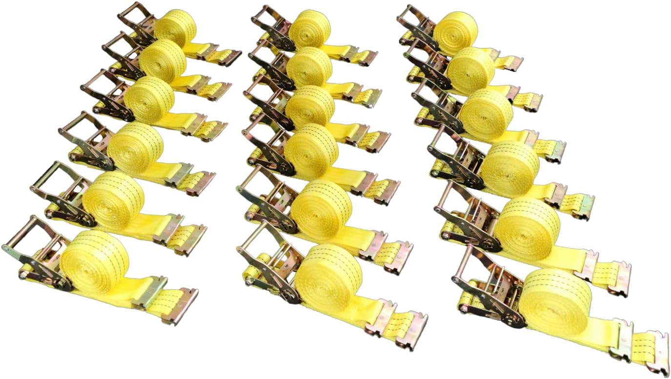 18 Pack E-Track Ratchet Straps for Heavy Duty Tie Down Needs