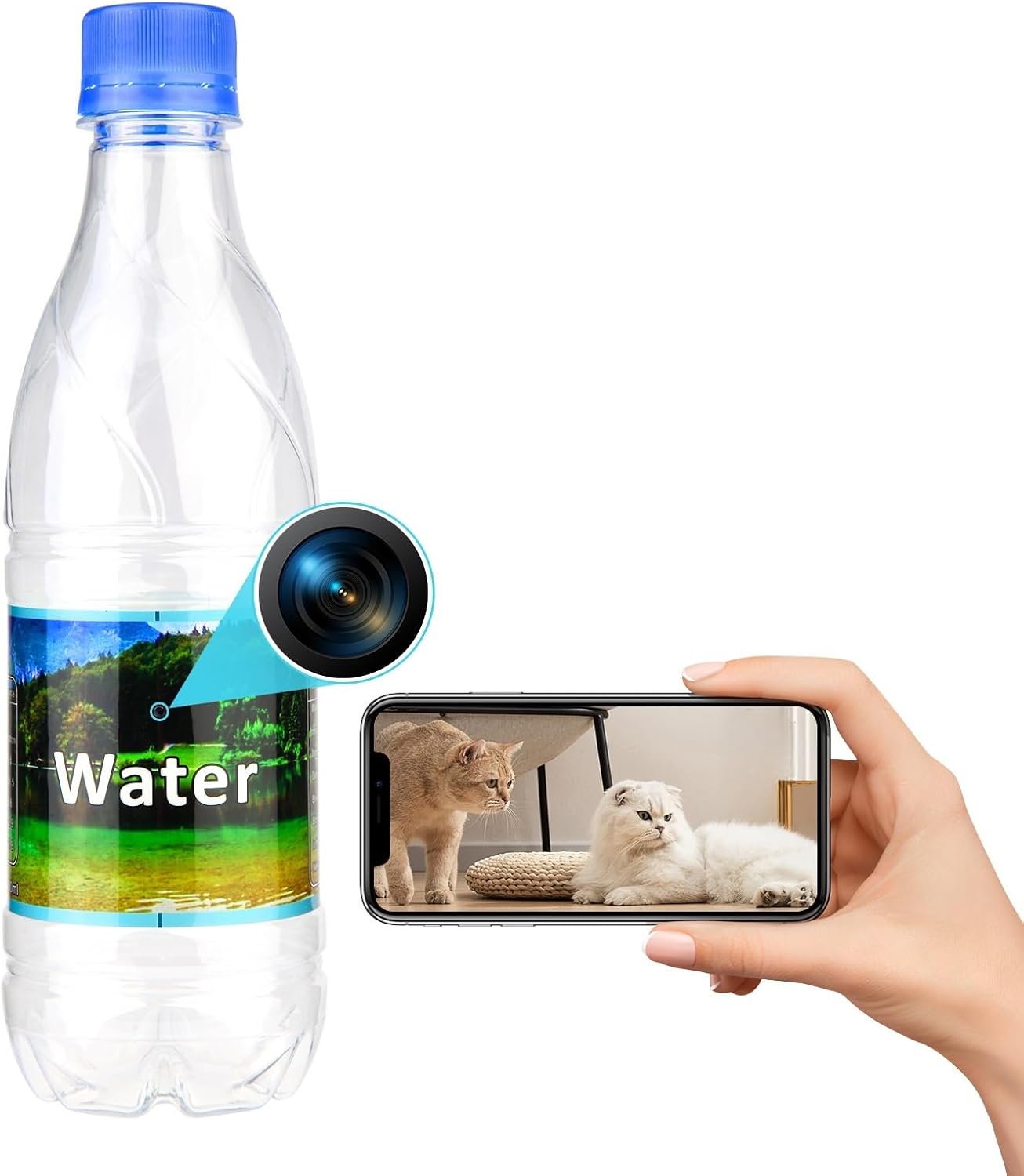 Hidden Camera Bottle - Mini Wireless Nanny Cam for Security