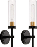 Black and Gold Hardwired Wall Sconces Set of 2 for Modern Spaces