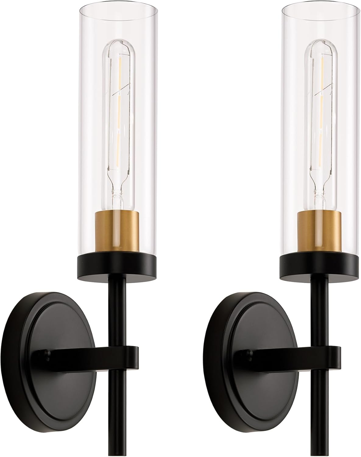 Black and Gold Hardwired Wall Sconces Set of 2 for Modern Spaces