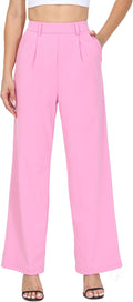 Womens Wide Leg Dress Pants with Pockets - Stretchy Pull On